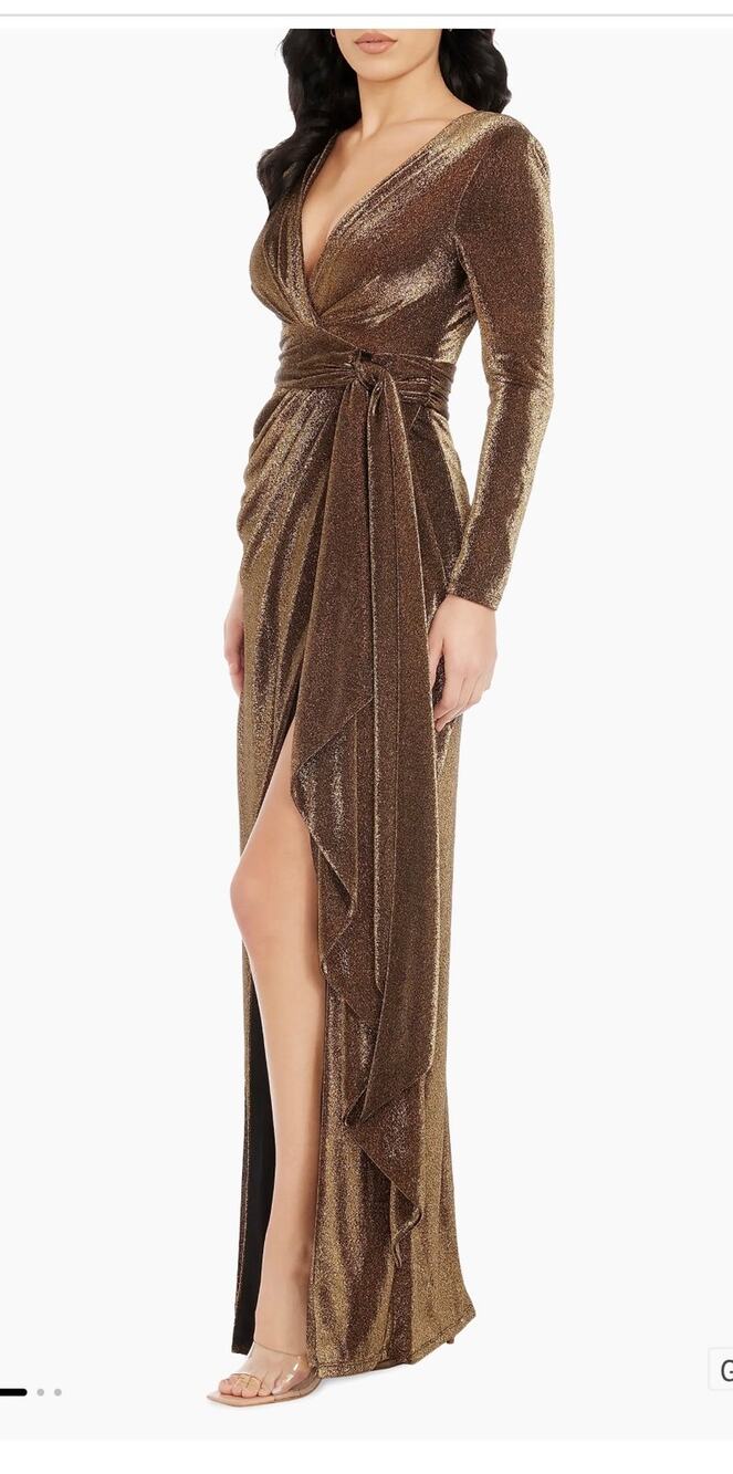 Dress The Population Shania Metallic Gown - Size Small